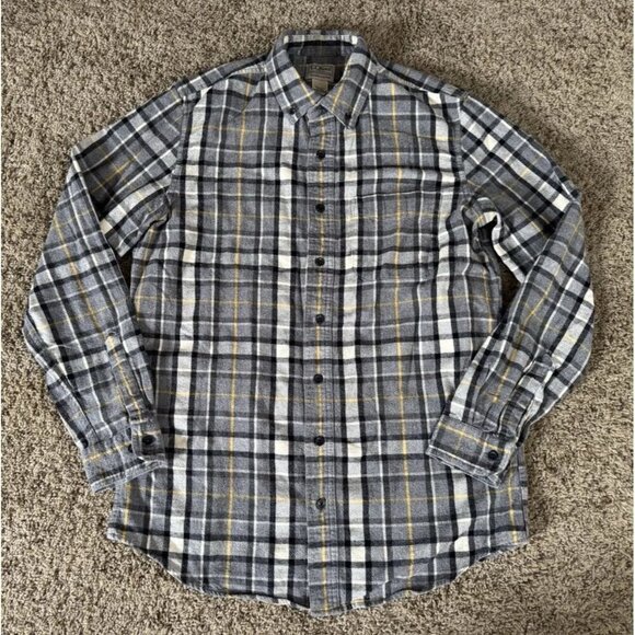 L.L. Bean Other - LL BEAN Gray Flannel Plaid Button Down Shirt Western Cabin Cowboy MEDIUM TALL